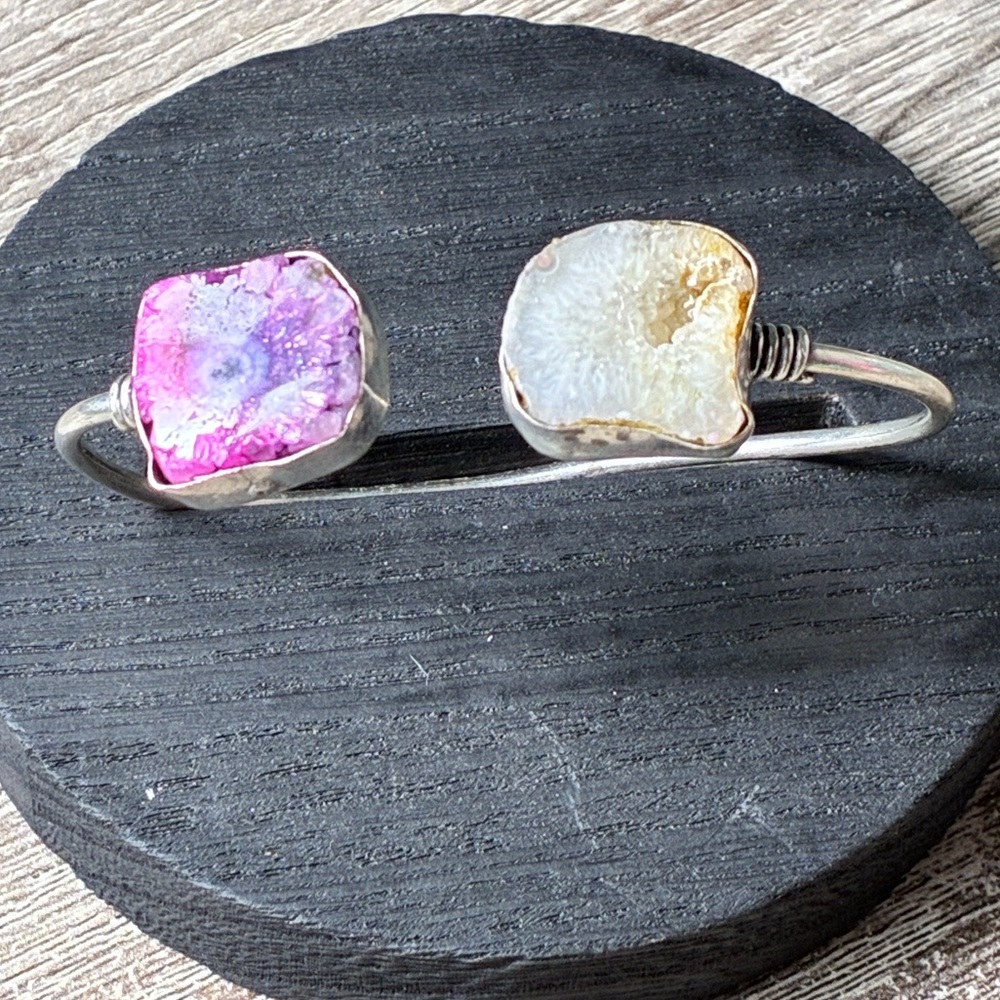 ✨ NWT Antique Sterling Silver Handcrafted Gemstone Cuff Bracelet ✨